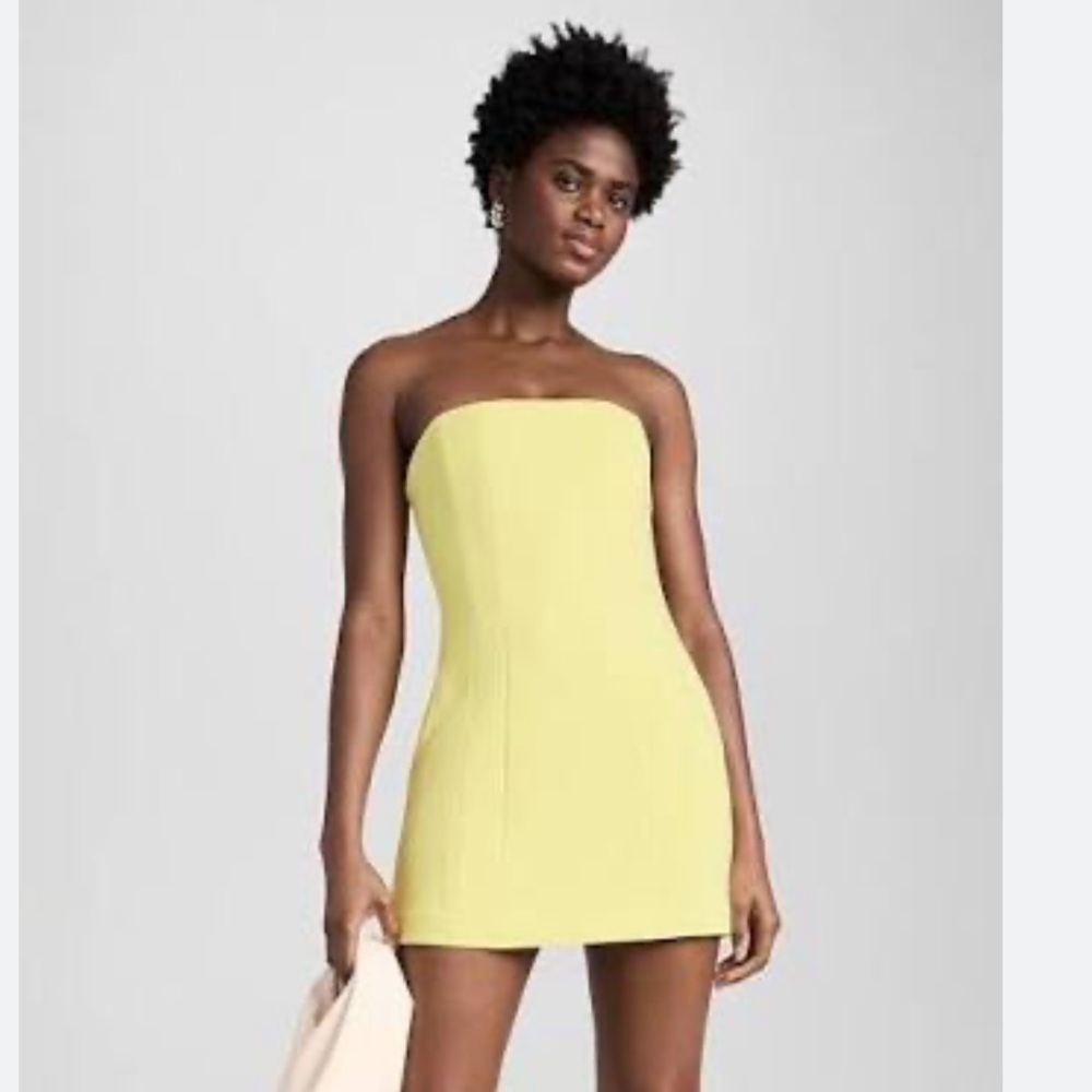 NWT ALC CIRTINE ELISE STRAPLESS MINI DRESS LEMON LIME NEW SIZE 8 🍋🍋‍🟩 - Picture 2 of 6